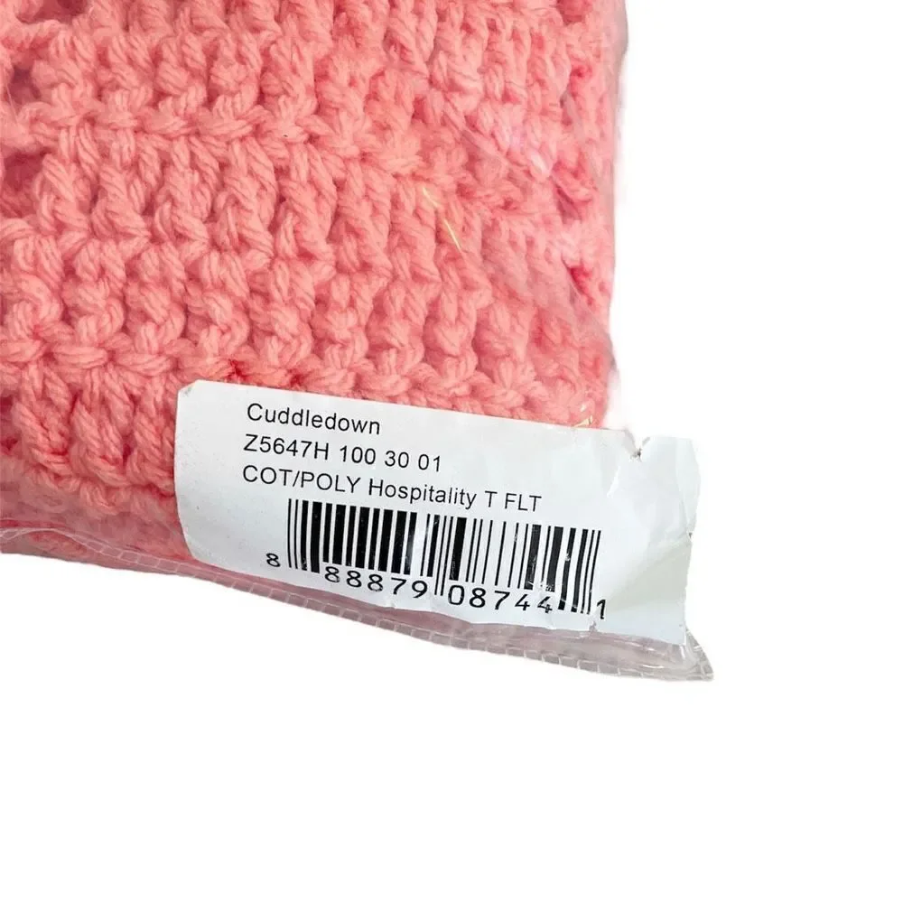 Cuddledown Hospitality Striped Knit Throw Blanket Pink Blue 51” x 31”
